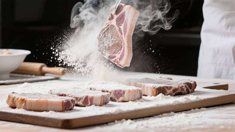 撒粉煎猪排图片