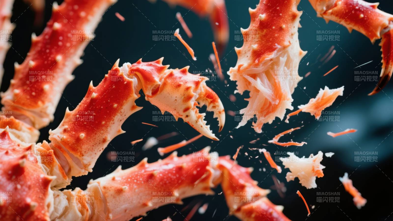 帝王蟹腿飞溅瞬间图片