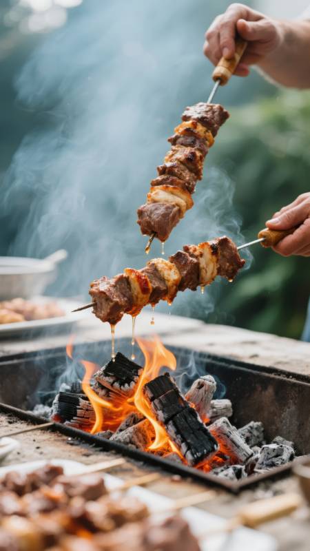 炭火烤肉飘香图片