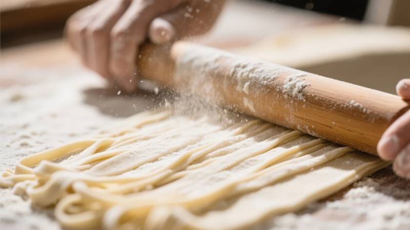擀面制作中图片