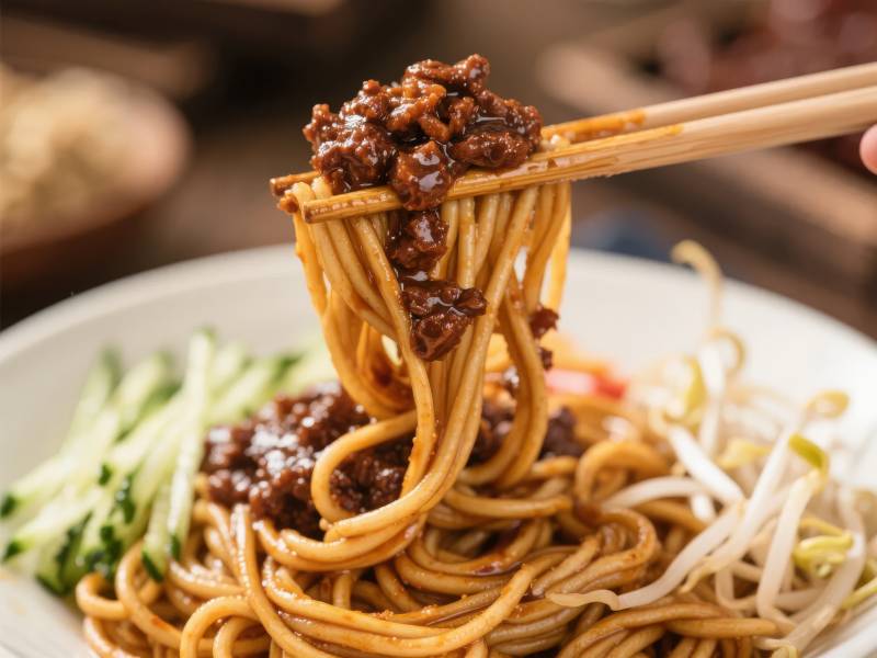 炸酱面特写图片