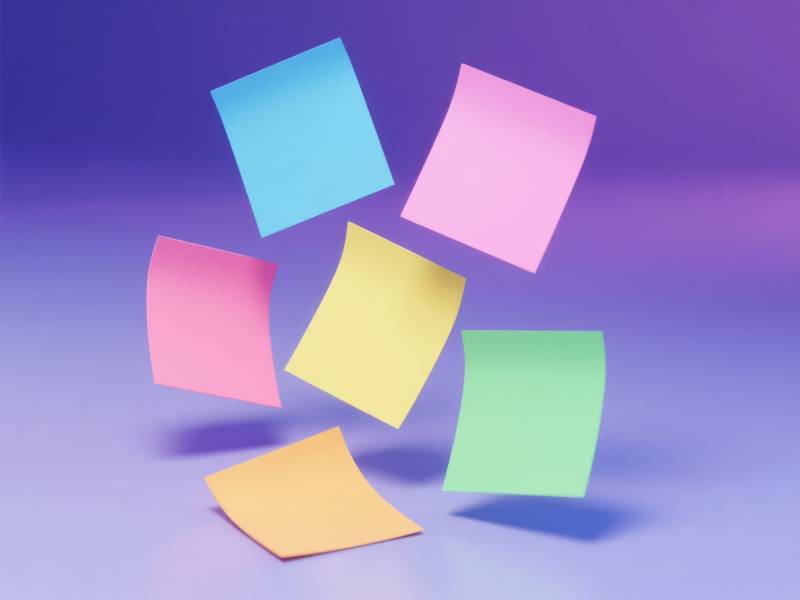 彩色便签飘落中图片