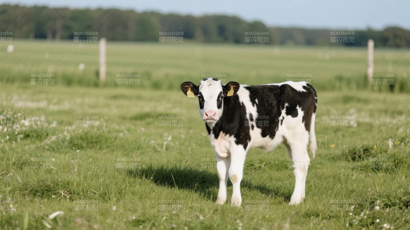 奶牛在草地上图片