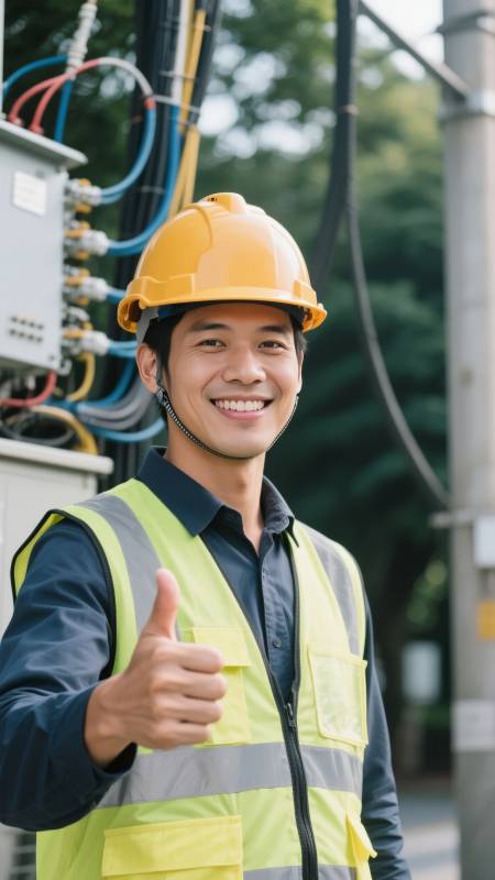 电工微笑点赞图片