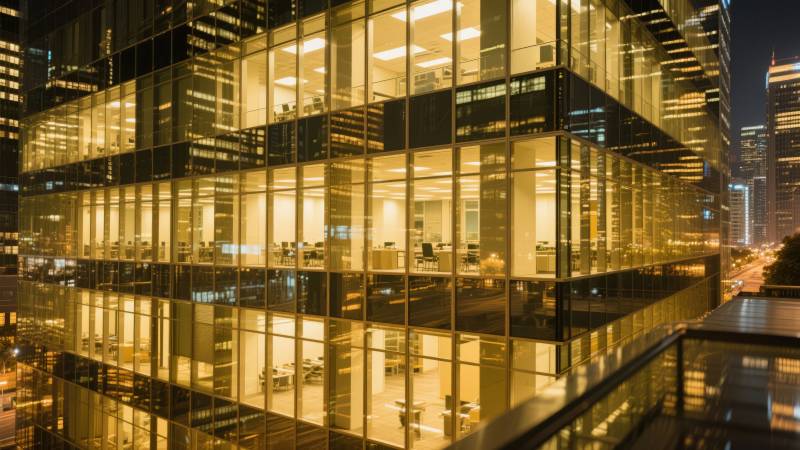 夜幕下的现代办公楼图片