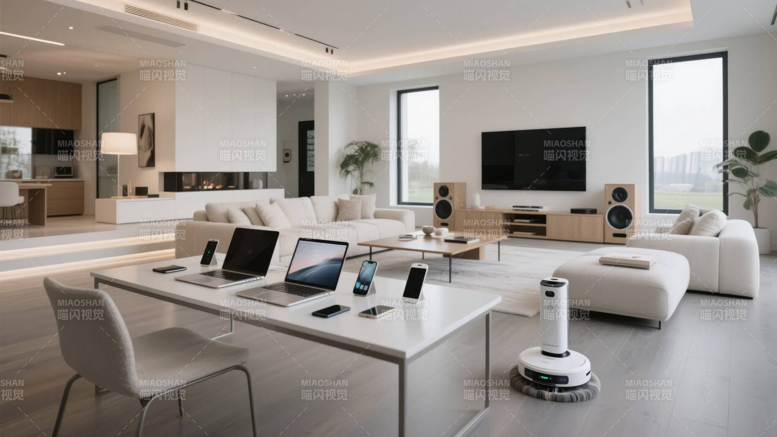 现代简约客厅办公区图片