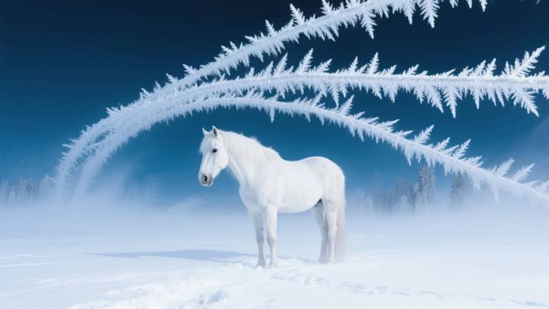 雪原白驹图片