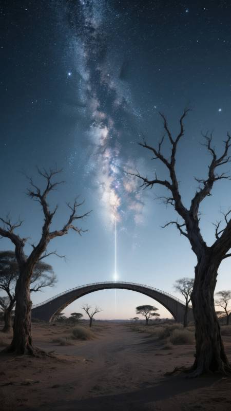 星河拱桥夜景图片