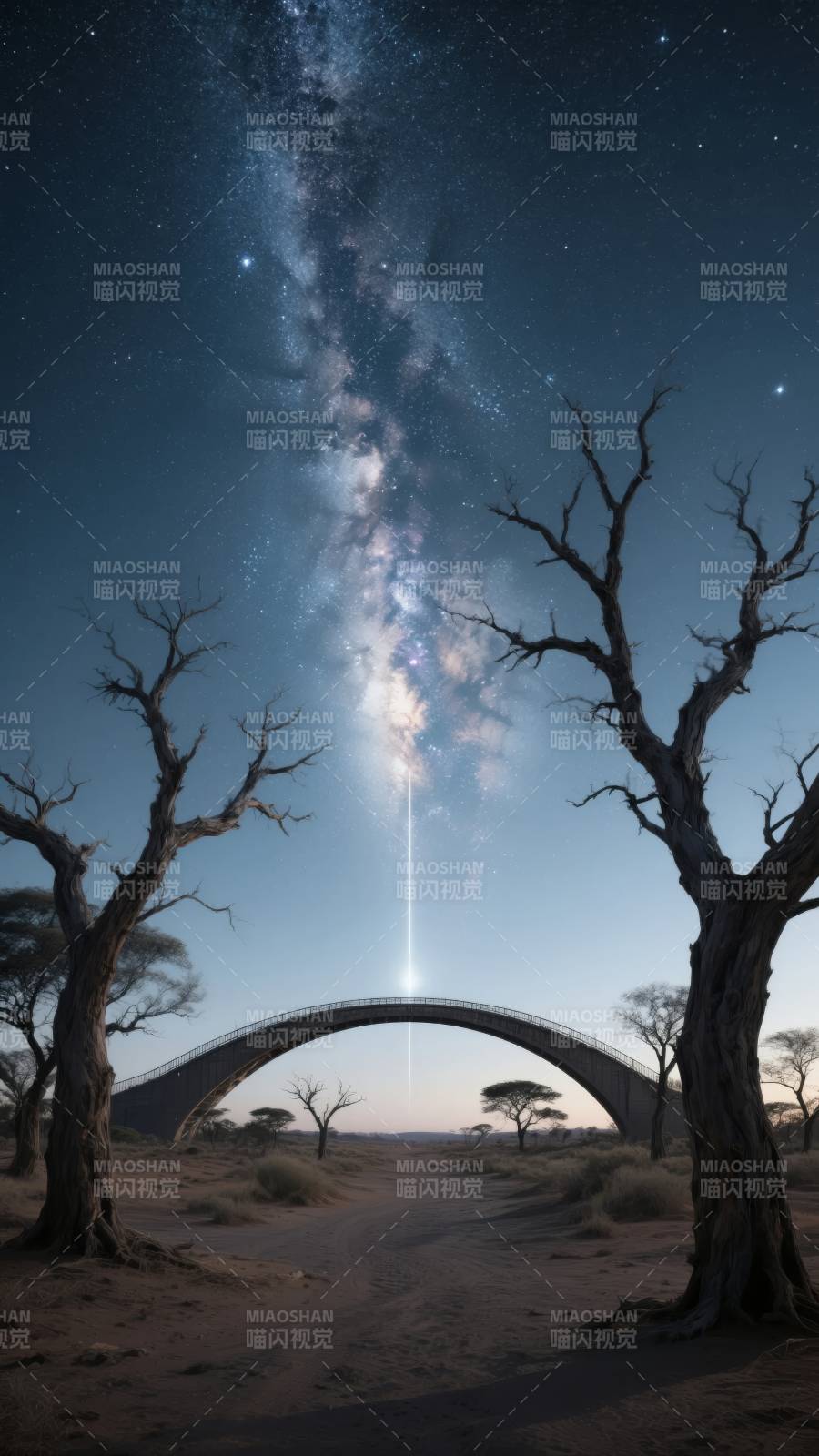 星河拱桥夜景图片