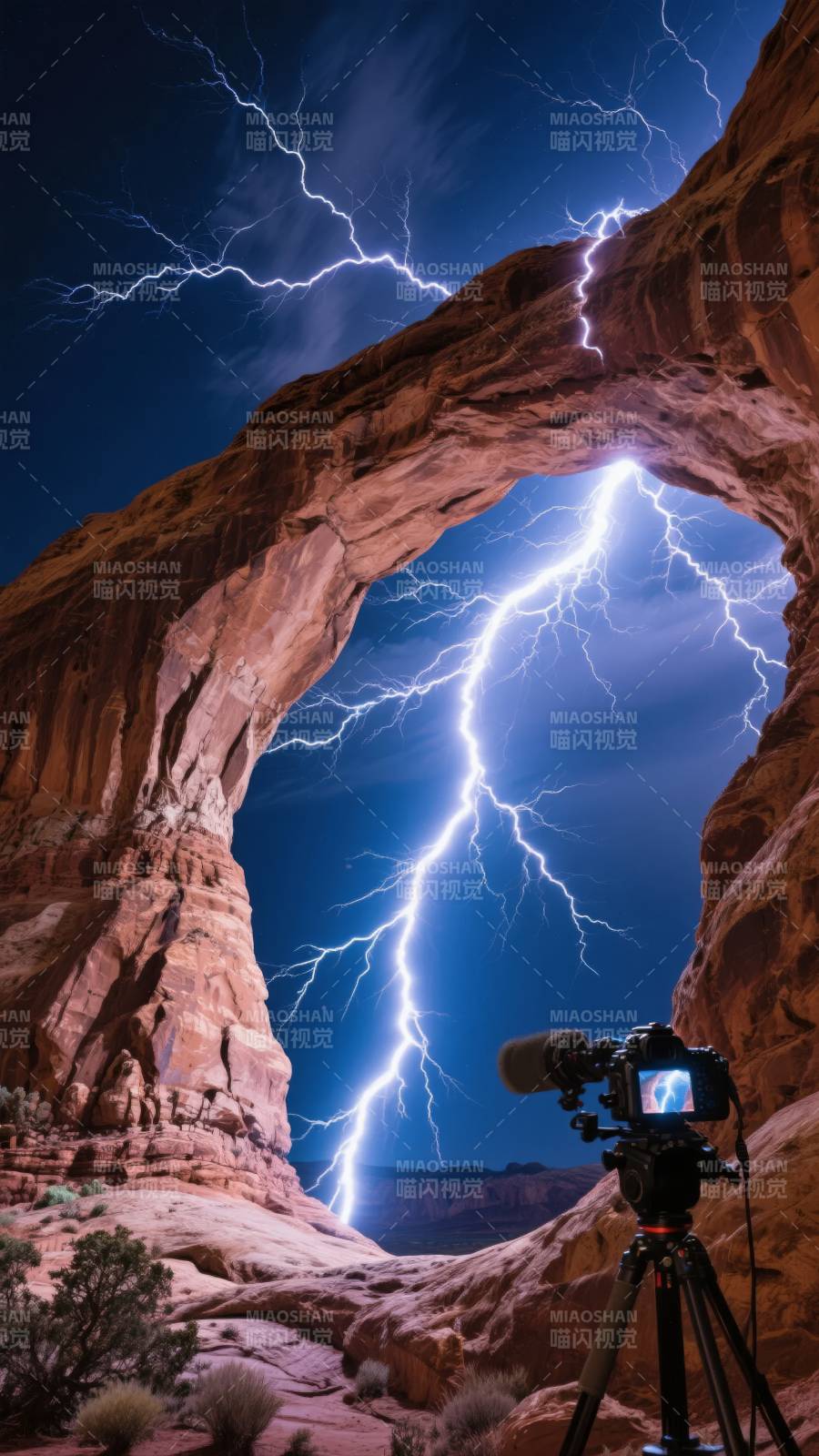 闪电穿拱门图片