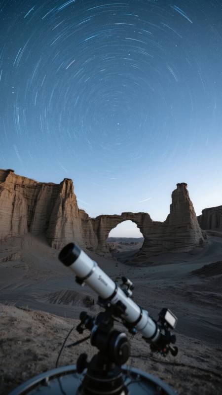 星轨下的沙漠奇观图片