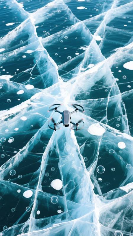 冰面无人机航拍图片