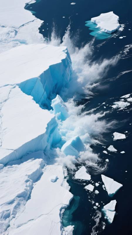冰川崩解瞬间图片