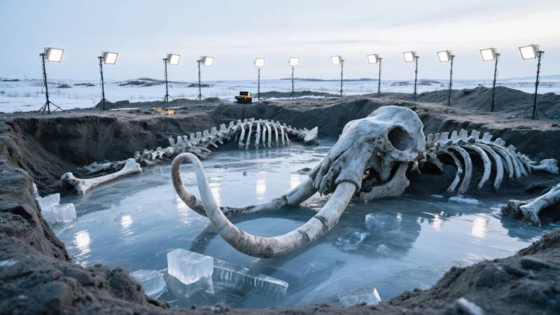 猛犸象化石发掘现场图片