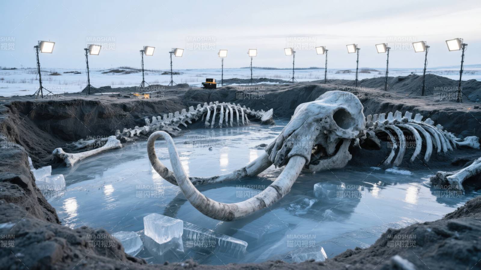 猛犸象化石发掘现场图片