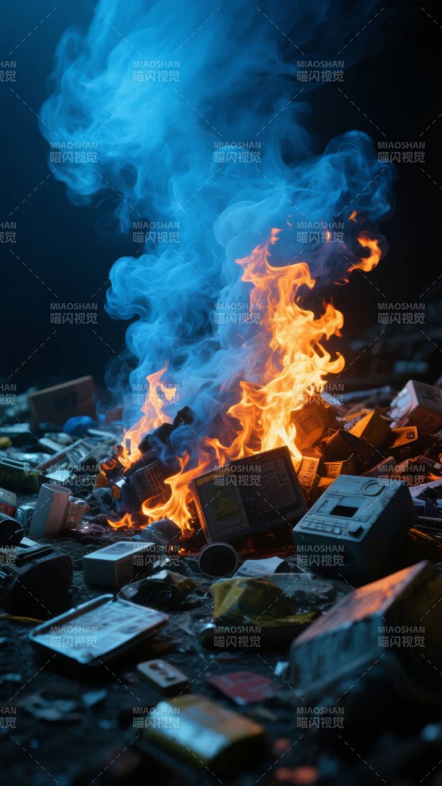 废墟中的火焰图片