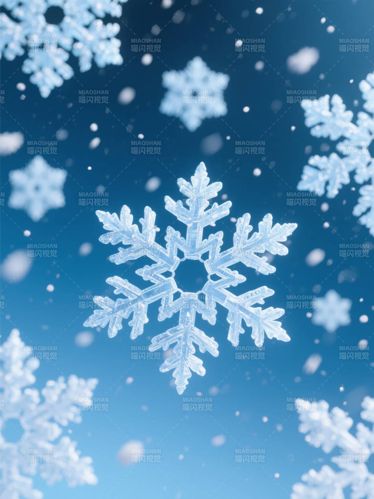 晶莹雪花飘落图片