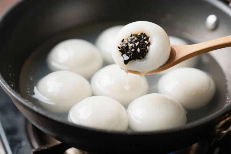 汤圆煮熟出锅图片