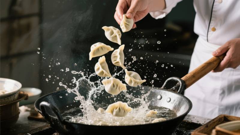 饺子入锅 水花四溅图片