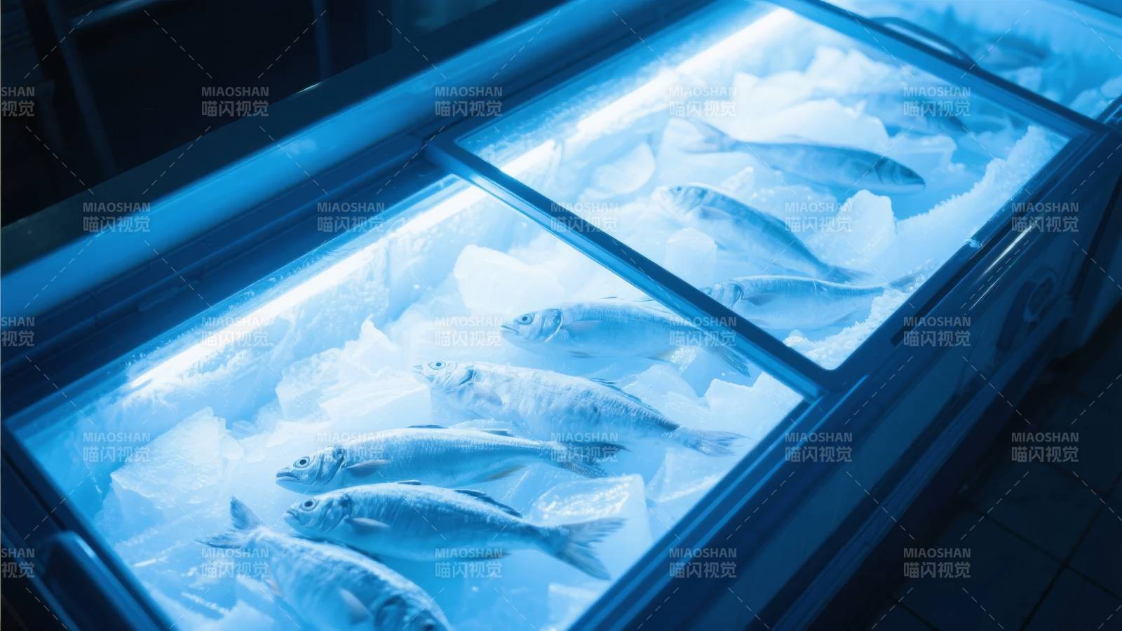 冰柜中的新鲜鱼图片