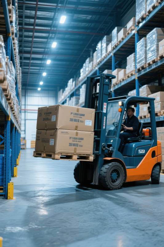 仓库叉车搬运货物图片