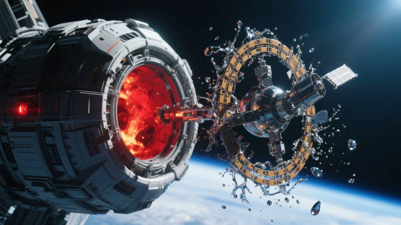 太空站爆炸瞬间图片