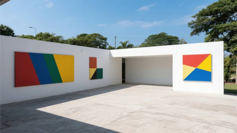 色彩几何墙景图片