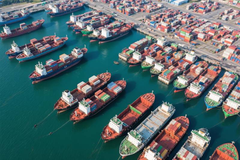 繁忙的集装箱港口图片