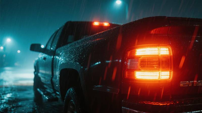 雨夜行车 尾灯闪烁图片