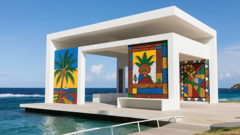 海边艺术亭图片