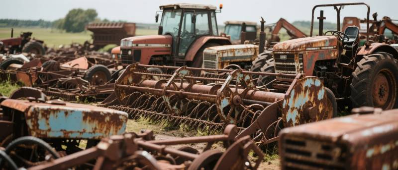 废弃农具堆场图片