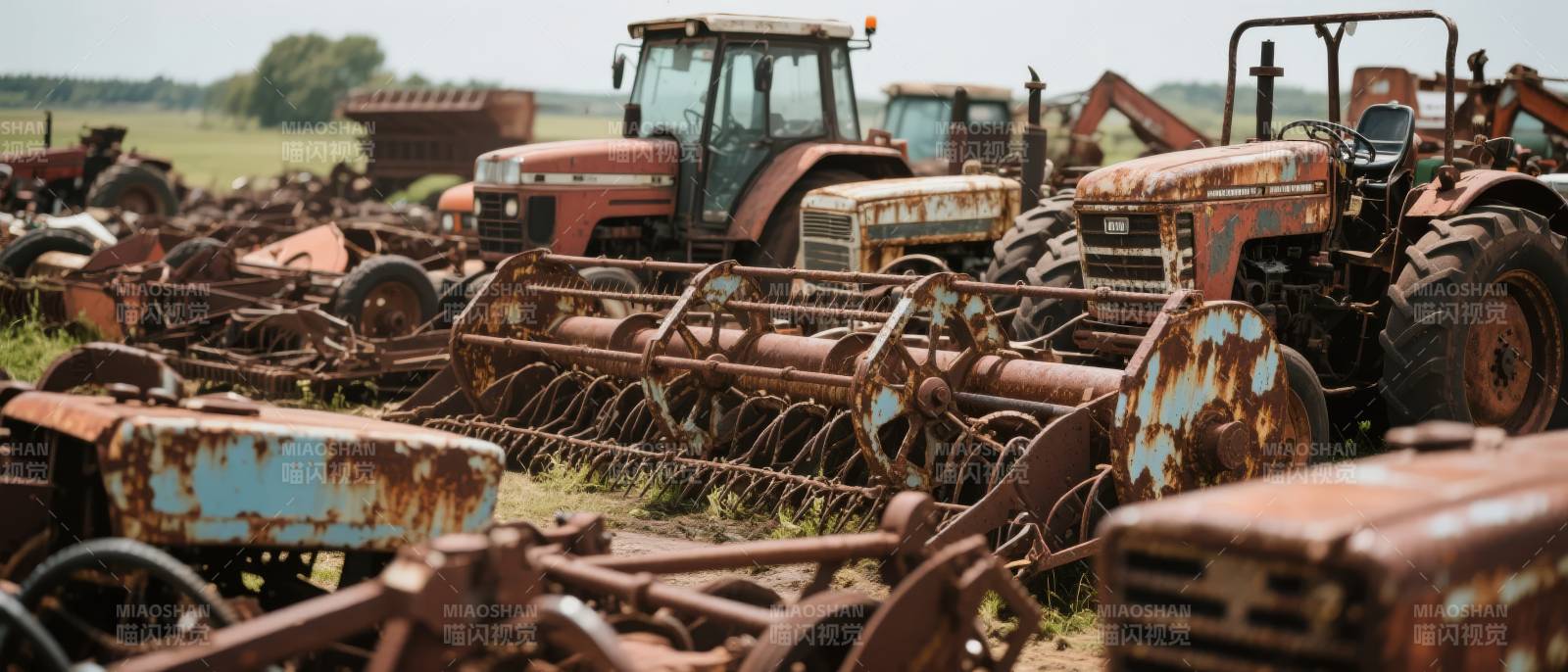废弃农具堆场图片