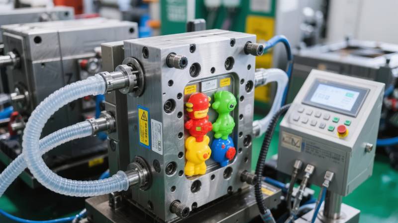 注塑机生产彩色玩具图片