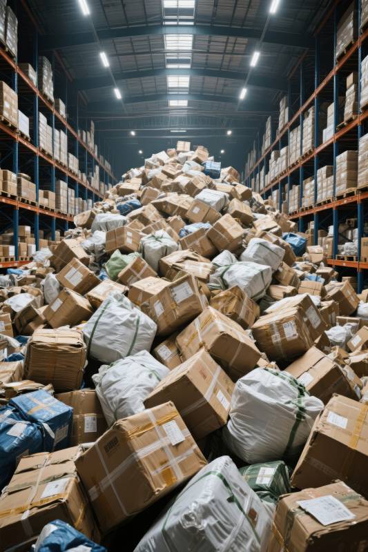 仓库堆满包裹图片