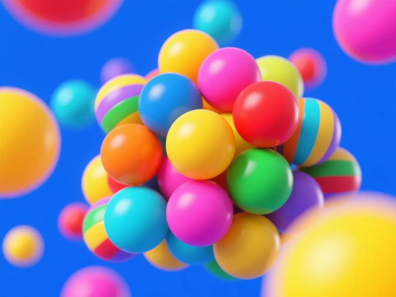彩色球体飘浮图片