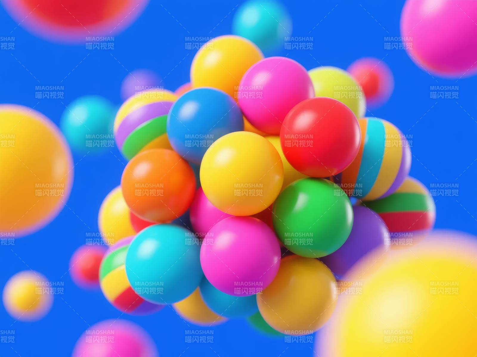 彩色球体飘浮图片