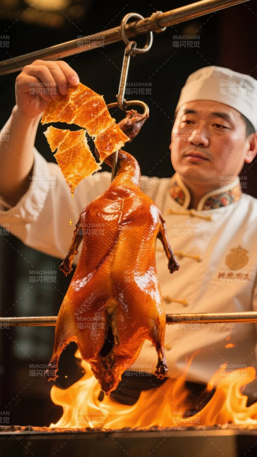 烤鸭师傅匠心呈现图片