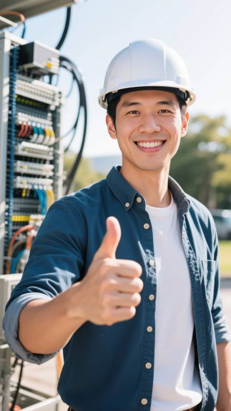 电工微笑点赞图片