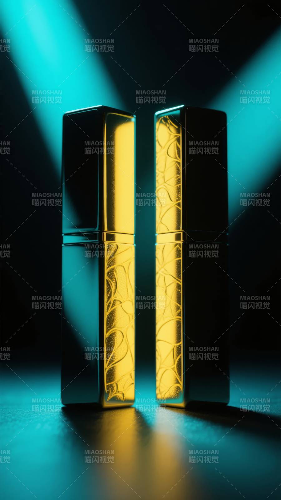 金色唇膏光影交错图片
