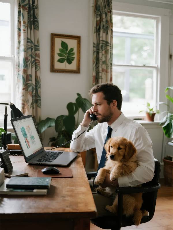 办公桌前的温馨时光图片