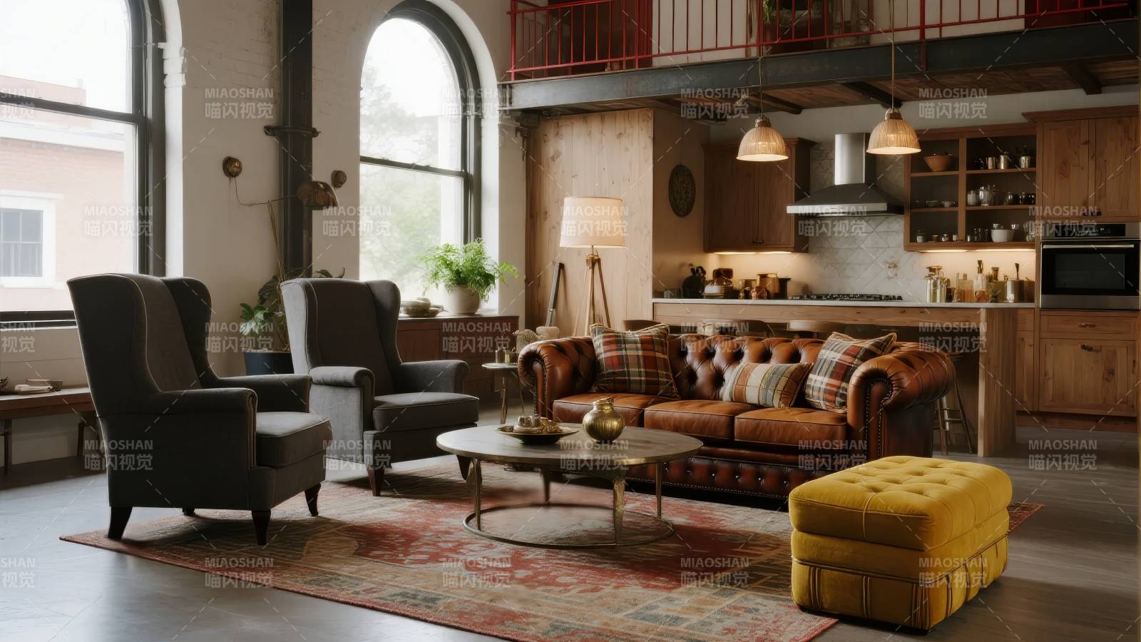 复古工业风客厅图片