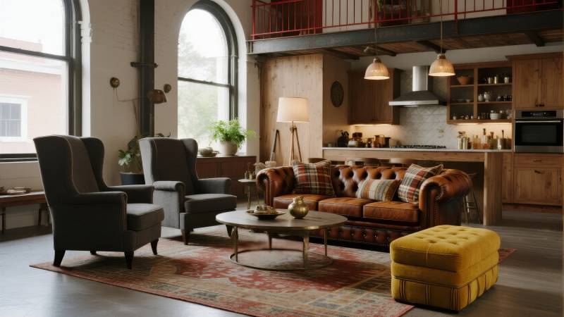 复古工业风客厅图片