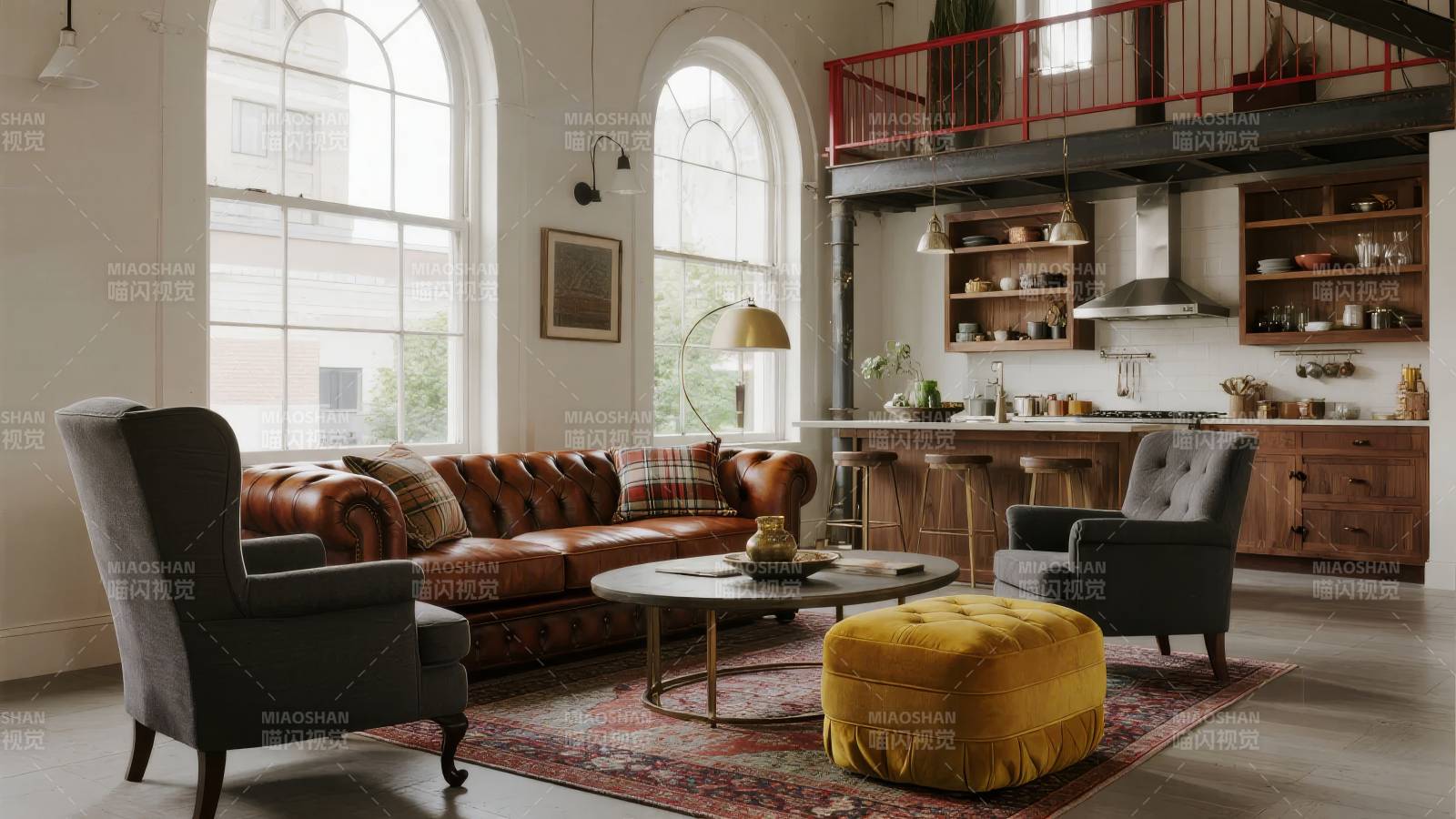 现代复古客厅设计图片