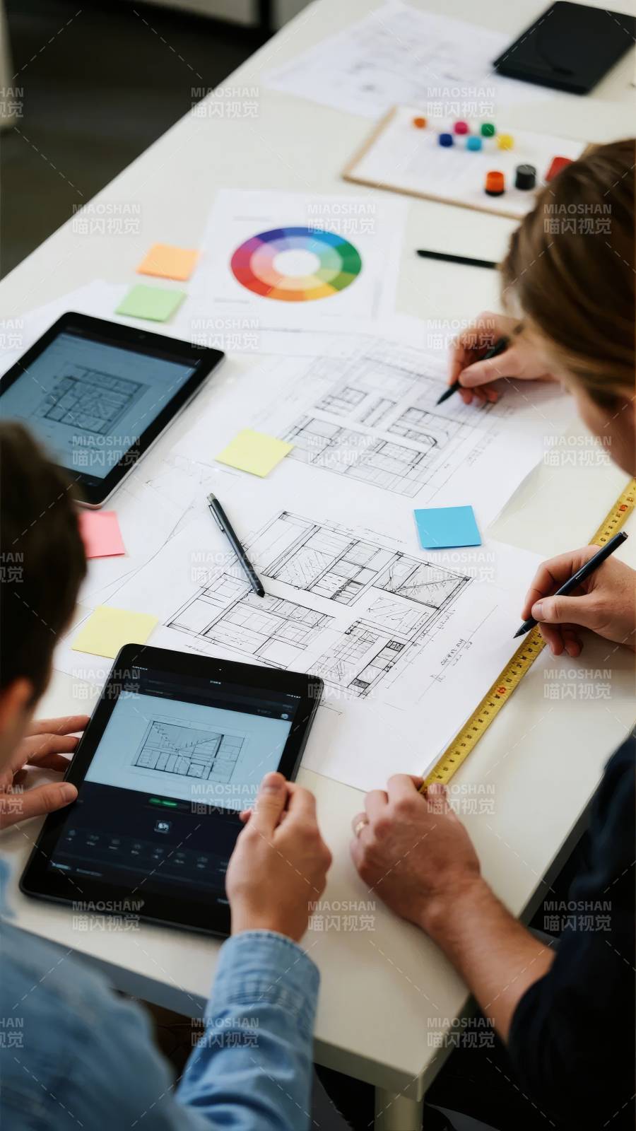 设计团队协作绘图图片