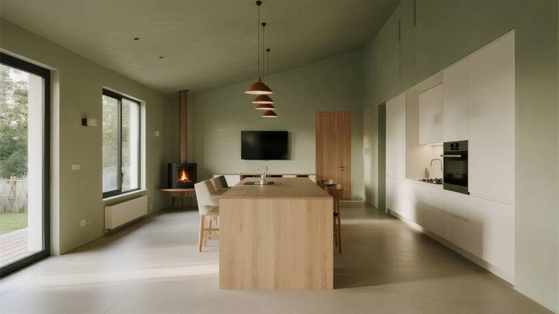 现代简约客厅厨房图片