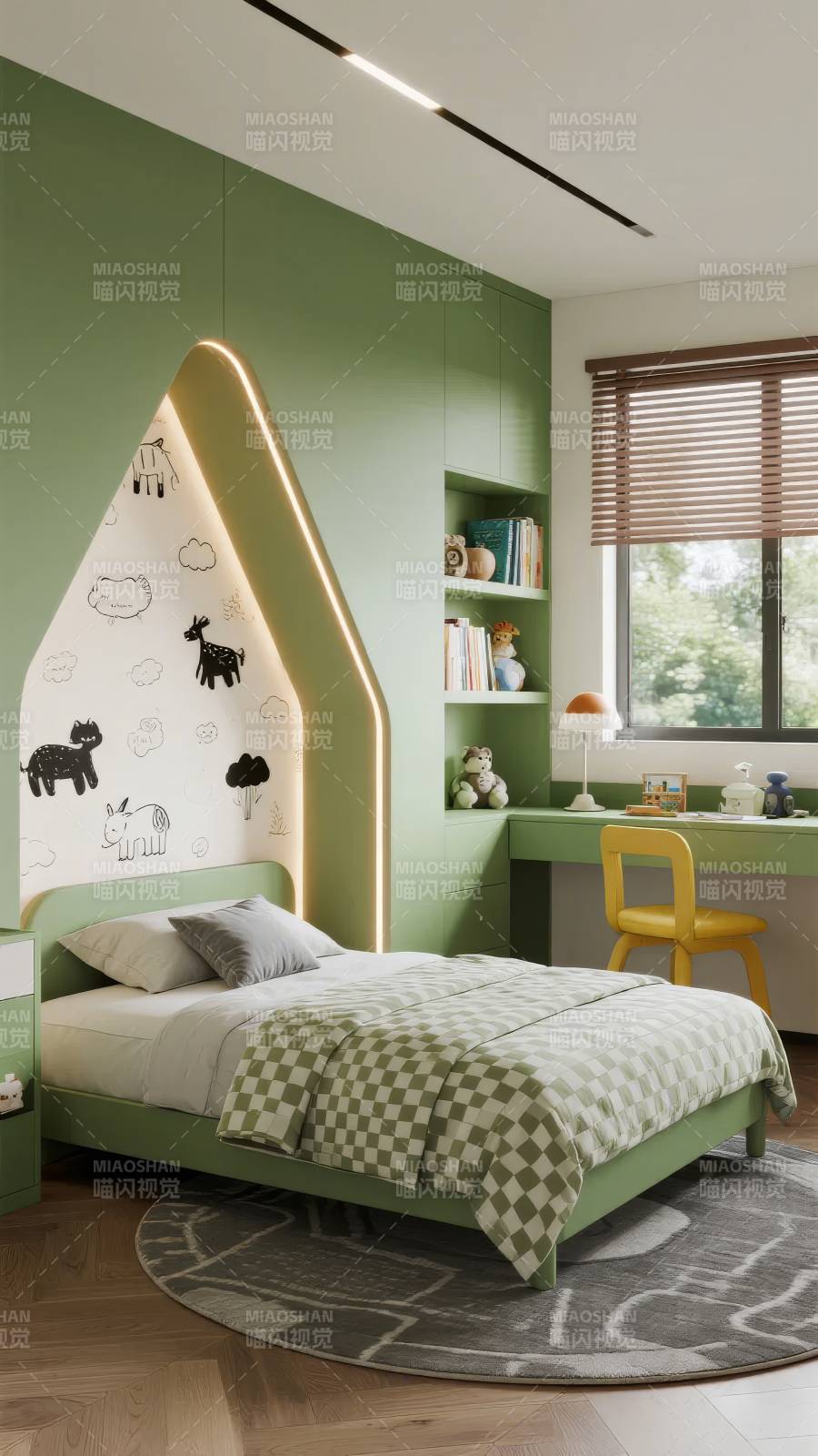 绿色童趣卧室设计图片