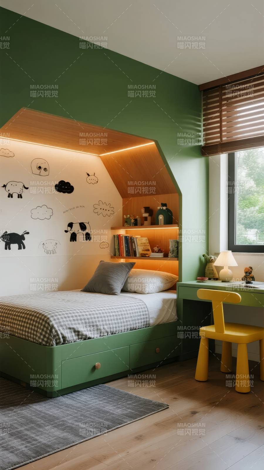 童趣绿意卧室图片
