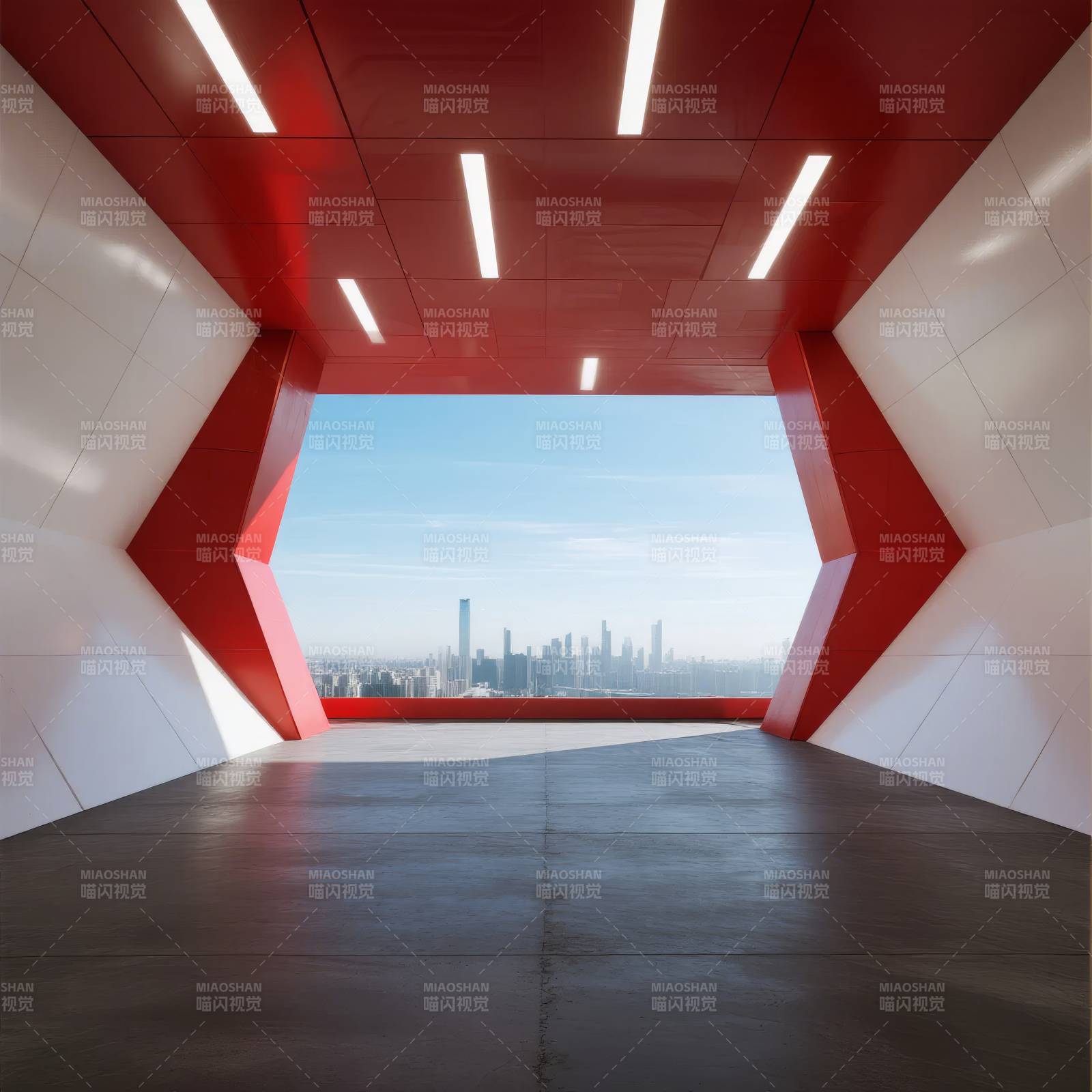 红白空间瞰城景图片