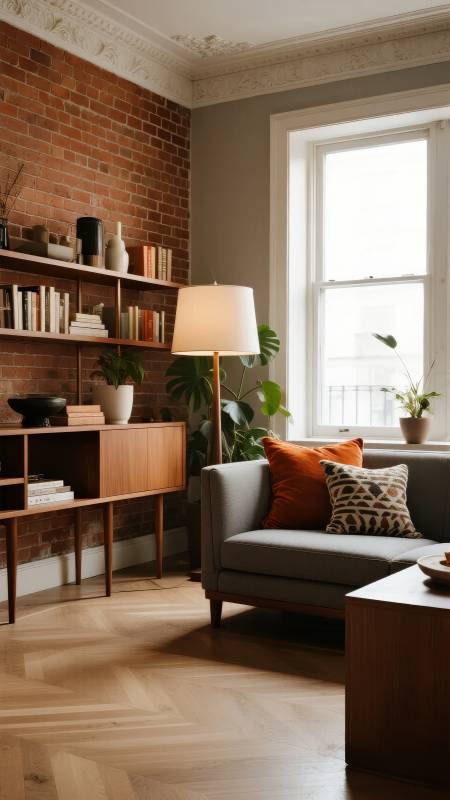 现代客厅砖墙设计图片