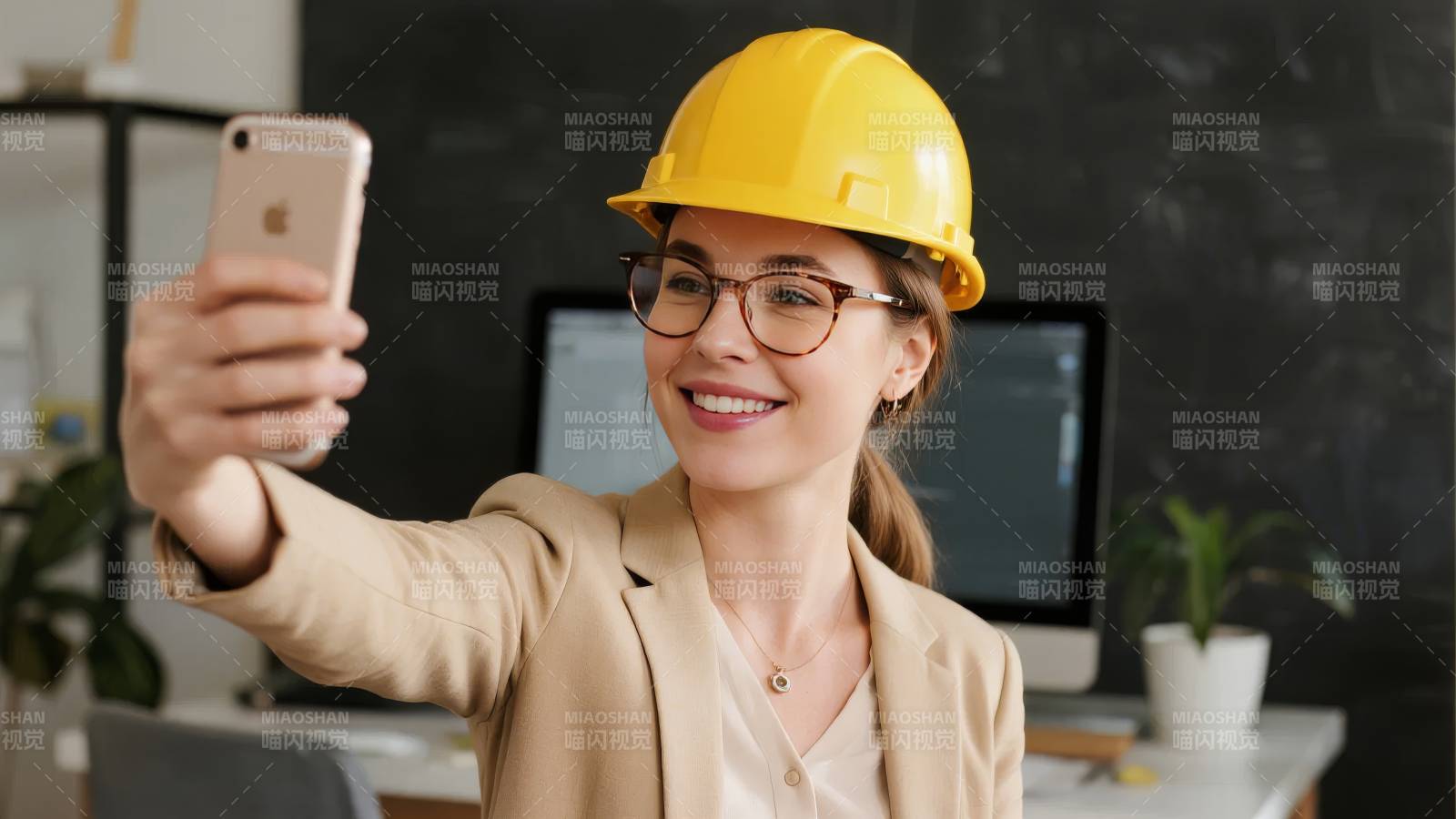 工地女工程师自拍图片